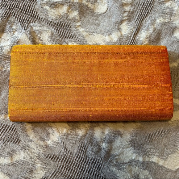 Orange and hot pink small envelope clutch made from silk with embellishment NWOT - Picture 3 of 6